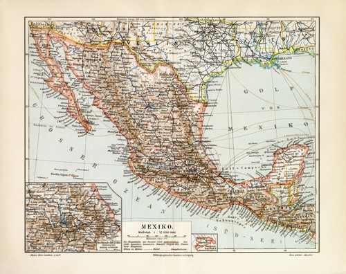 Mexiko historische landkarte - mexiko,