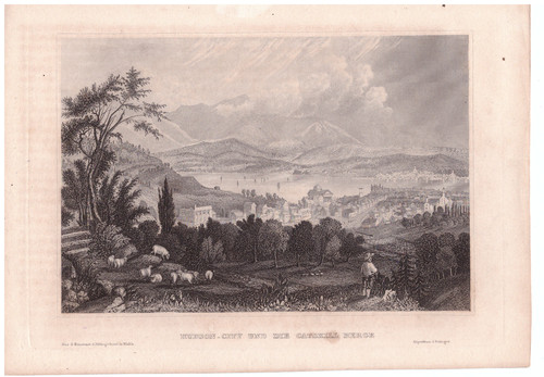 Stahlstich 1840 hudson - stahlstich, um